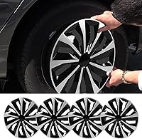 Vista 4 de 4 tapacubos universales de 14 pulgadas, para la mayoría de automóviles, color negro y plateado
