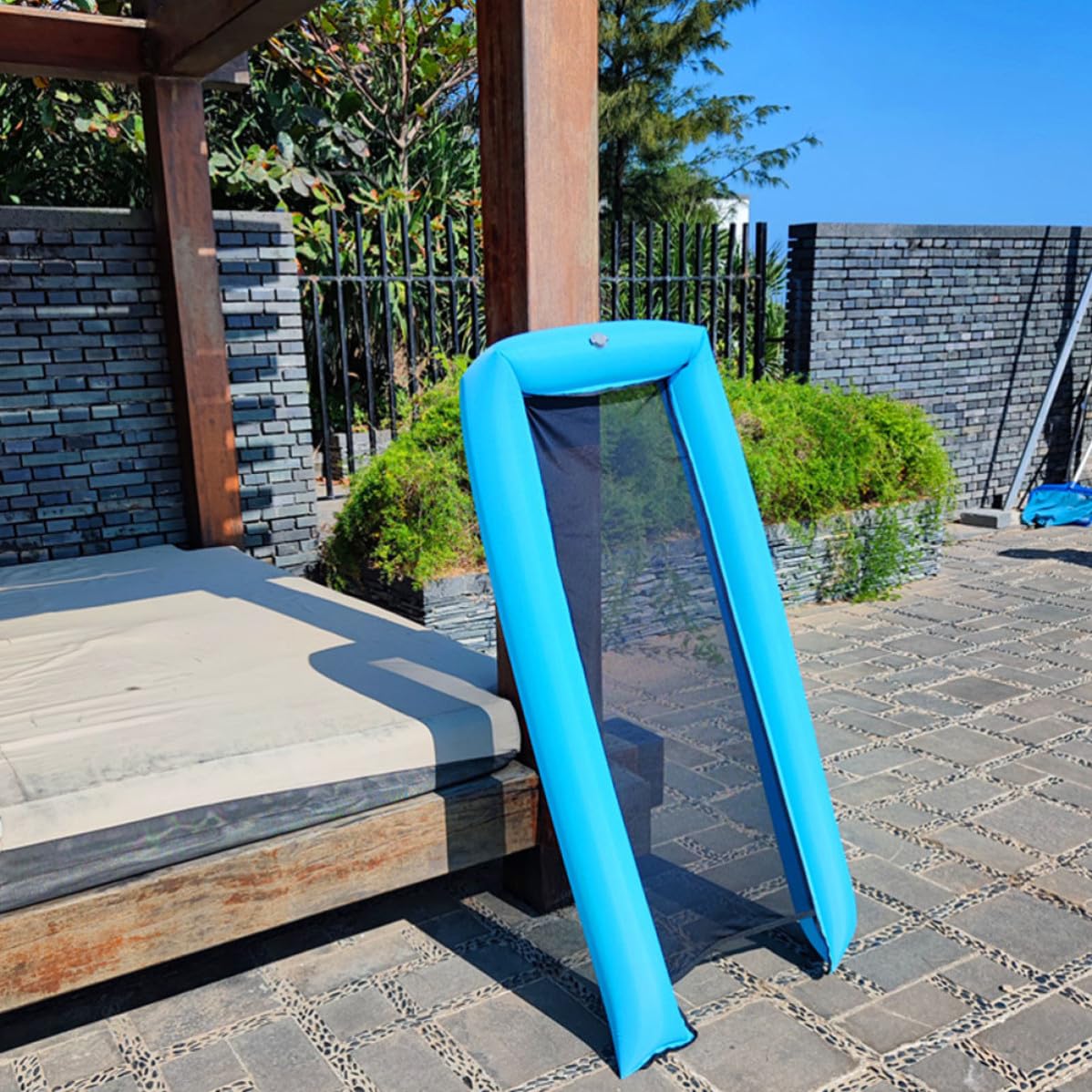 ERINGOGO Materassino Gonfiabile Leggero in Nailon Blu per Piscina Stagionale, Letto Galleggiante Portatile per Nuoto e Relax in Acqua