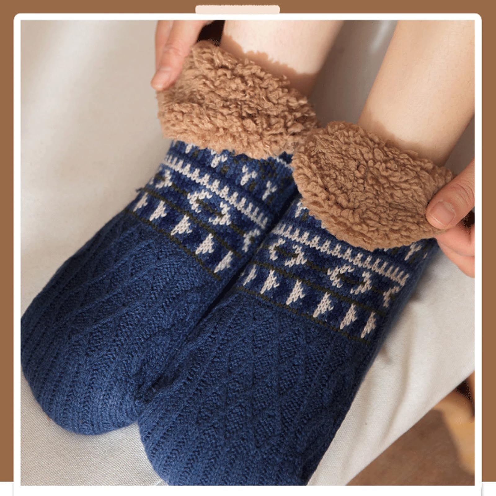 KRILLIQ Calzini da notte pelosi unisex Calzini invernali caldi in peluche antiscivolo per le gambe Pantofole comode Calzini da pavimento per la casa invernale
