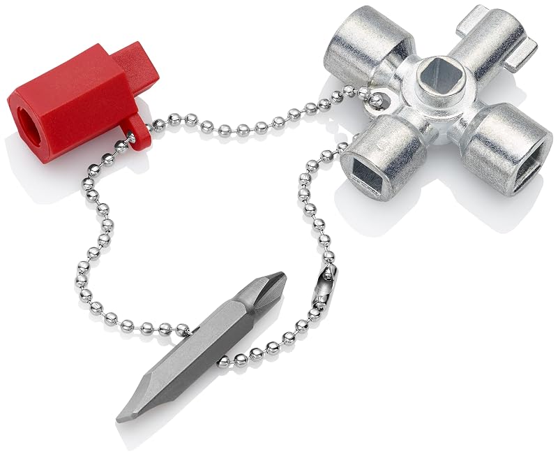 KNIPEX 00 11 02 Chave universal para armário de controle com adaptadores de bits de 1/4 pol.