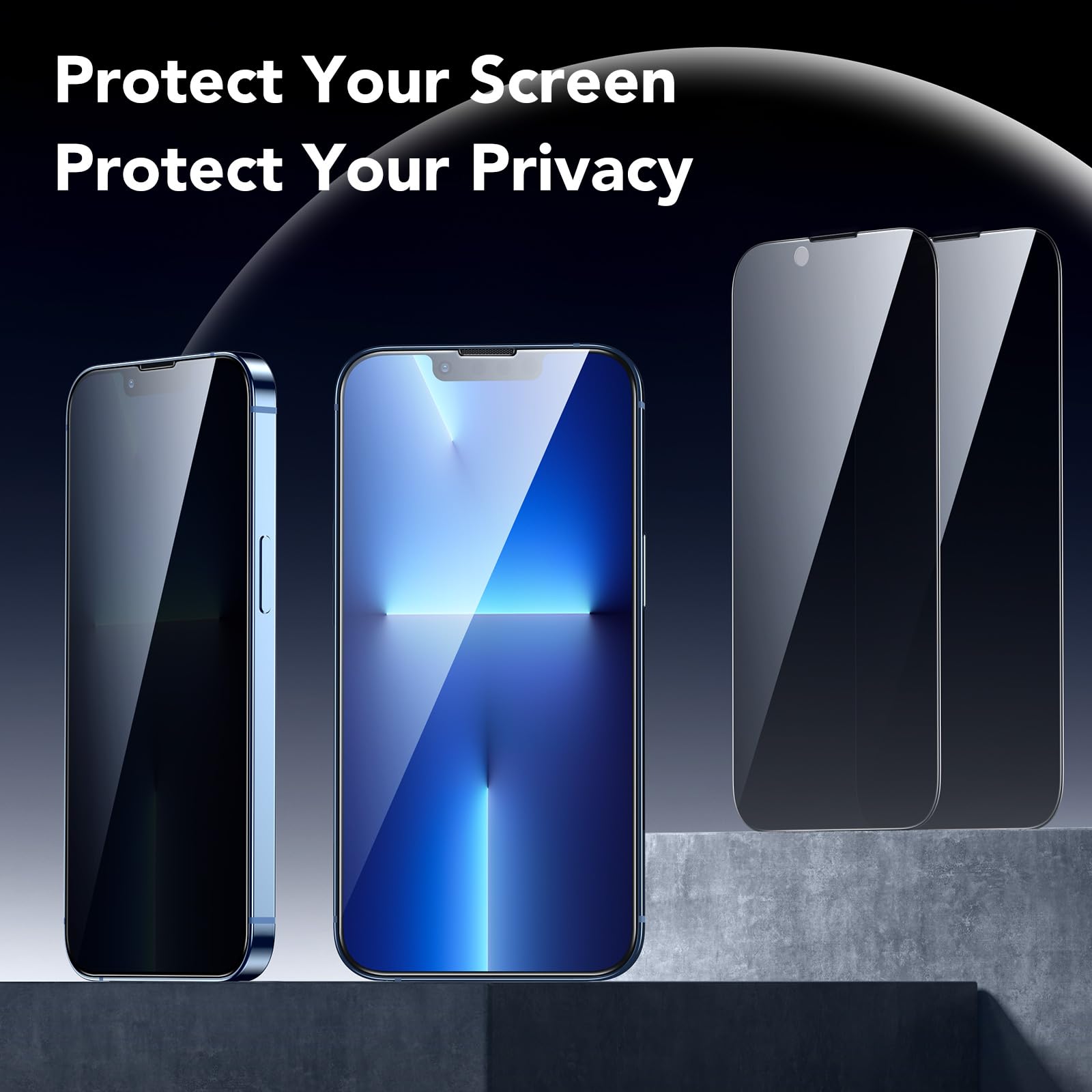 ESR 3 Pezzi Pellicola Vetro Privacy per iPhone 14 Plus/iPhone 13 Pro Max, Bordi curvi, Compatibili con le custodie, Protezioni per lo Schermo