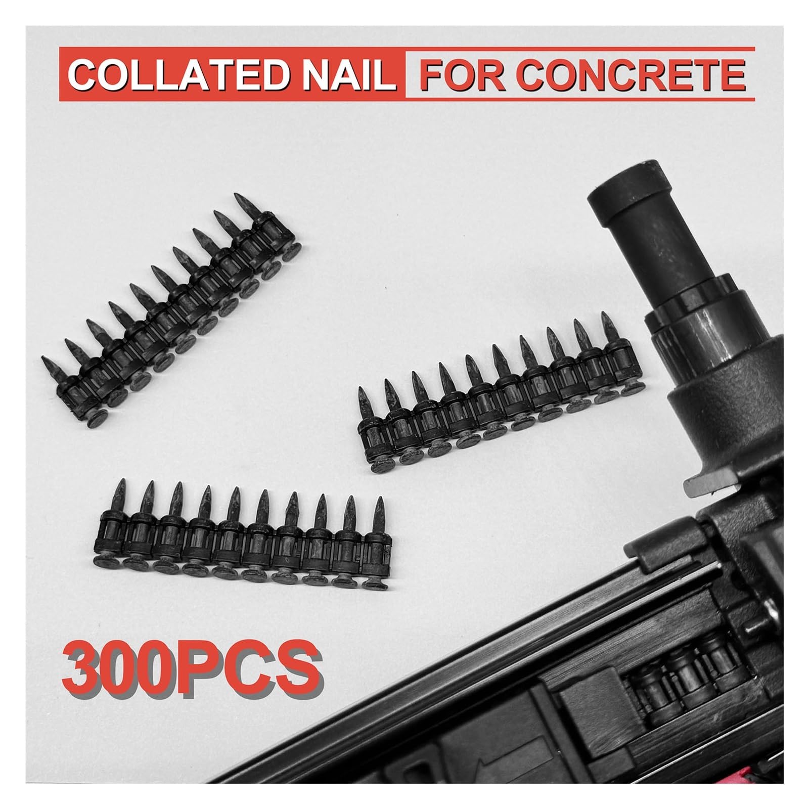 300 Uds. Clavos De Hormigón Intercalados De Plástico, Pasadores De Accionamiento De 22mm De Acero Con Alto Contenido De Carbono for Clavadora A Gas(38mm)