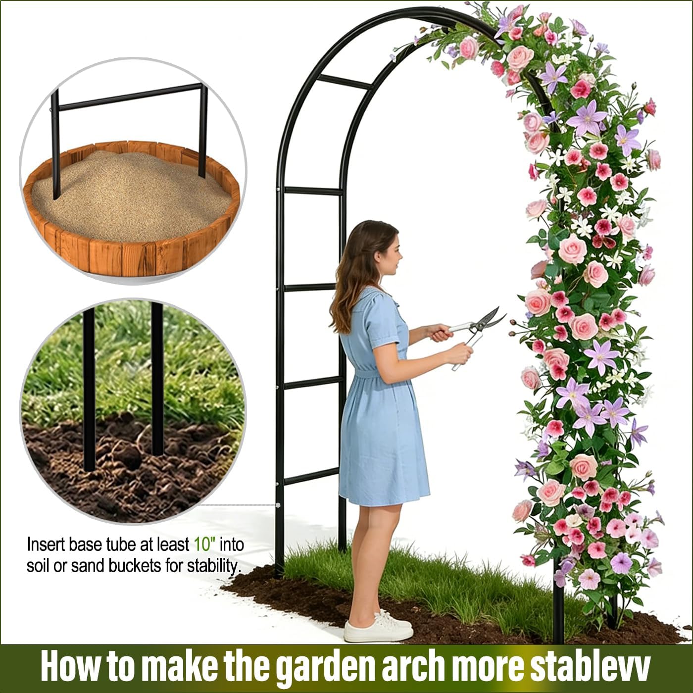 Metal Pergola Arbor 7'6"Wide x 6'5'High/4'6"Wide x 7'10"High,Assemble Freely 2 Sizes,Wide Wedding Garden Arbor Bridal Party Decoration Arbor