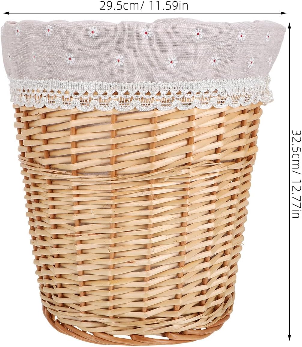 Rattan Laundry Basket Small Woven Storage Hamper with Removable Liner Natural Strawwoven Clothes Hamper for Bathroom Bedroom Home Organization