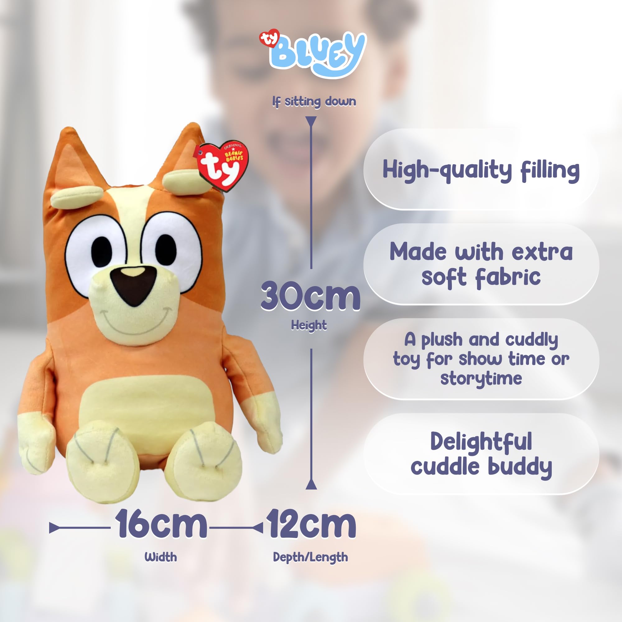 TY Bluey Bingo Beanie Medium 30cm - Soft Plush Toy for Kids Collectible Stuffed Teddy Cuddly Plush Toy for Play and Display - Image 3