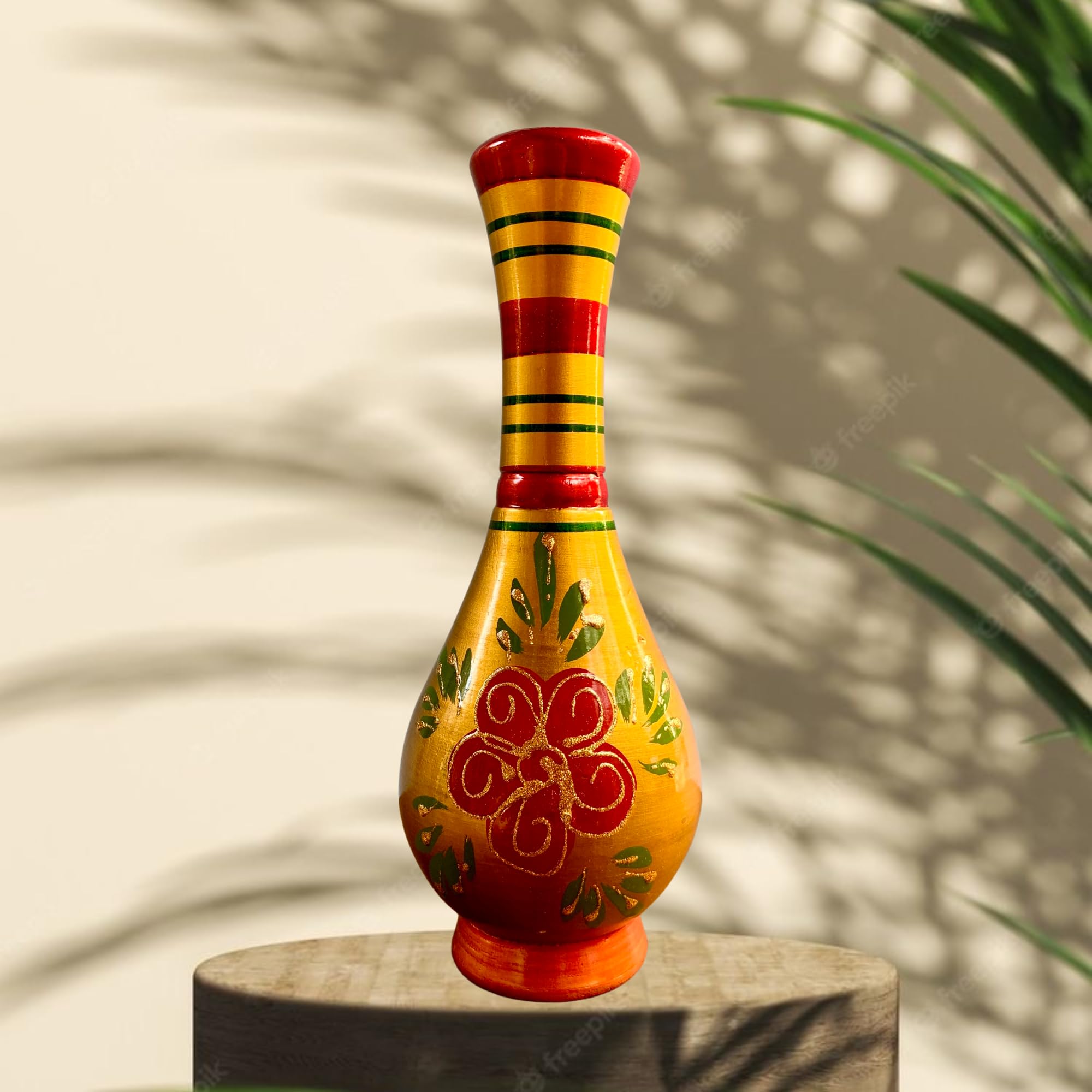 Handmade Flower Wooden Vase/Pot for Home Office Center Table D?cor & Elegant Look for Dining & Living Room & Ideal Gift Choice