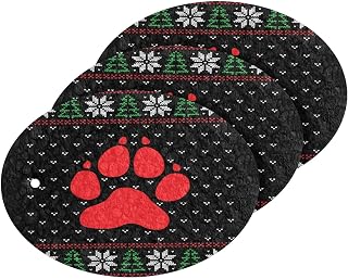 Christmas Tree Red Paw Kitchen Sponges Cleaning Dish Sponges Non-Scratch Natural Scrubber Sponge for Kitchen Bathroom Cars, pack of 3