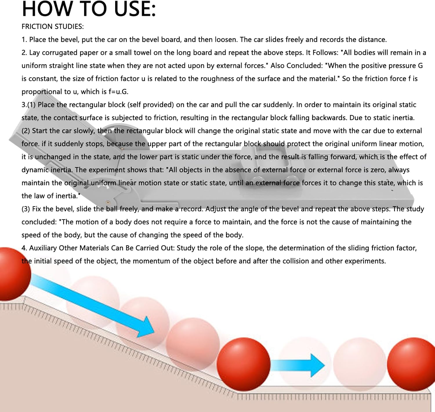 Motion Force Experimental Model PVC Inclined Trolley Demonstrator Teaching Tool Scientific Educational Tool