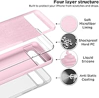 Vista 3 de Compatible con Pixel 8, funda de silicona líquida, funda protectora de cuerpo completo, funda protectora a prueba de golpes, forro de microfibra