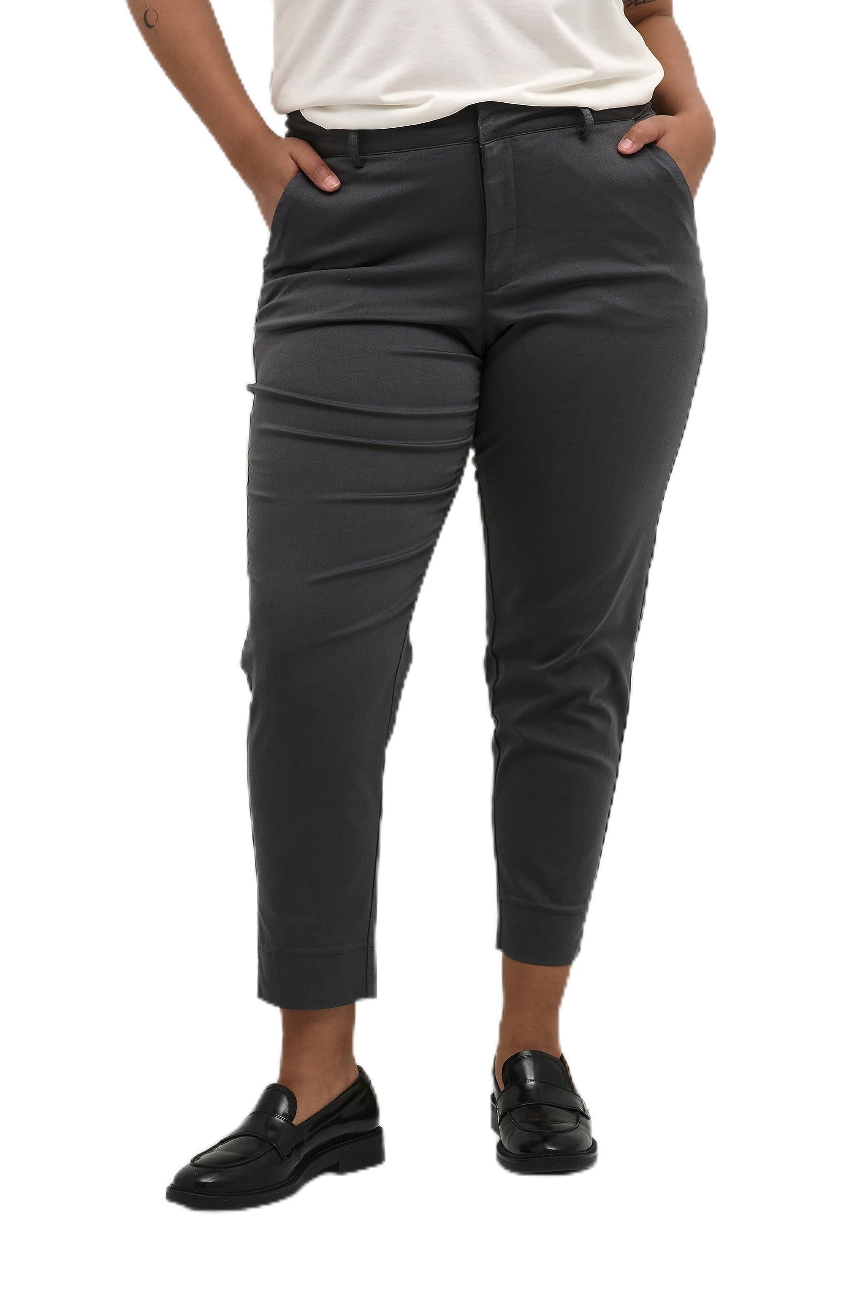 Kaffe Curve Plus-Size Women's Trousers Cropped Chino Pants Slim Fit Zipper Femme