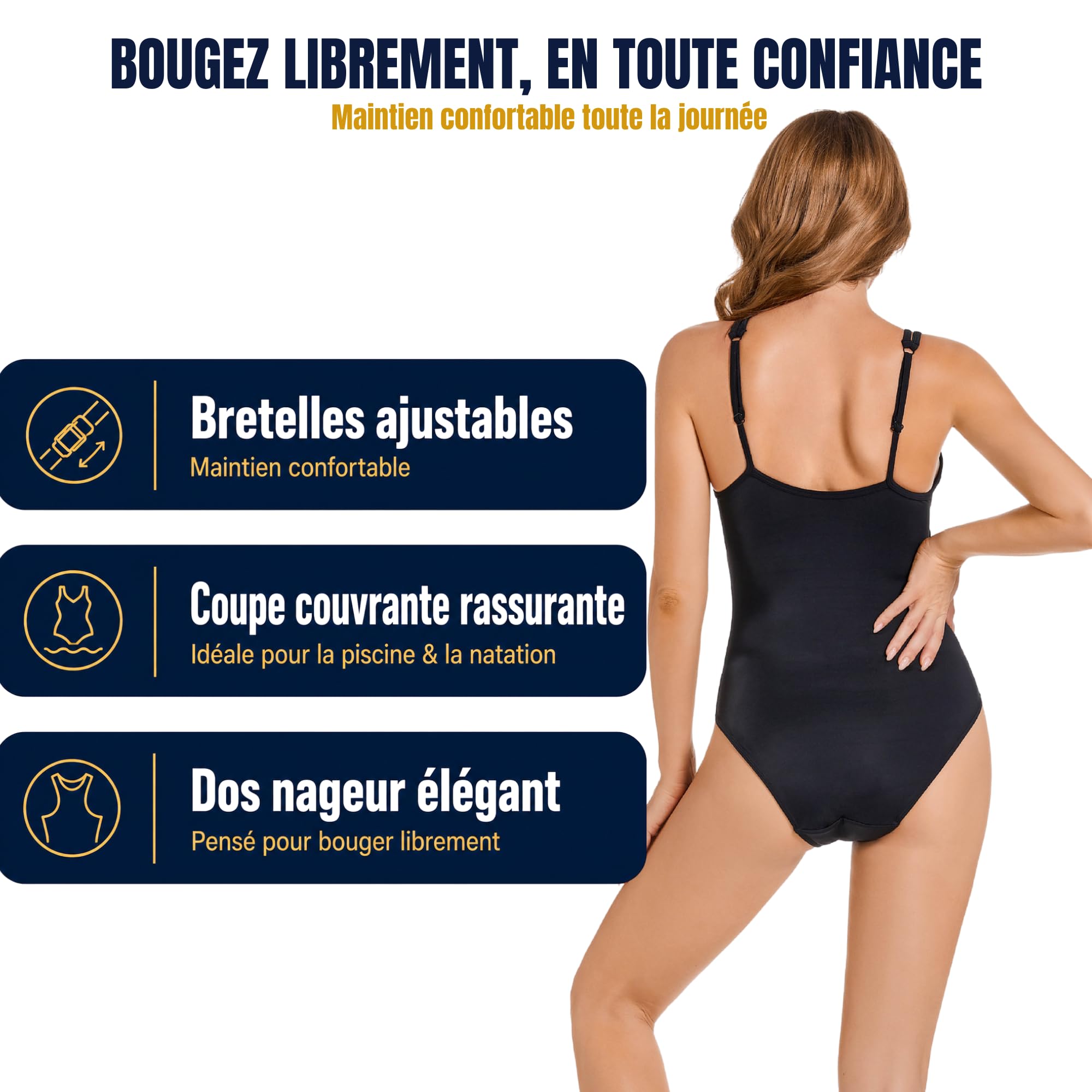 Maillot de bain menstruel femme flux abondant | Culotte | ideal adolescente | piscine | maillot 1 pièce (S)