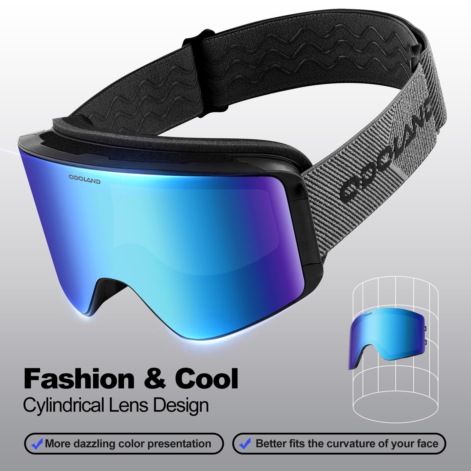 Odoland Skibrille für Damen und Herren Jungen Ski Goggles Anti-Fog UV-Schutz mit Magnetische Wechselglas Snowboardbrille Helmkompatible zum Snowboard Skifahren
