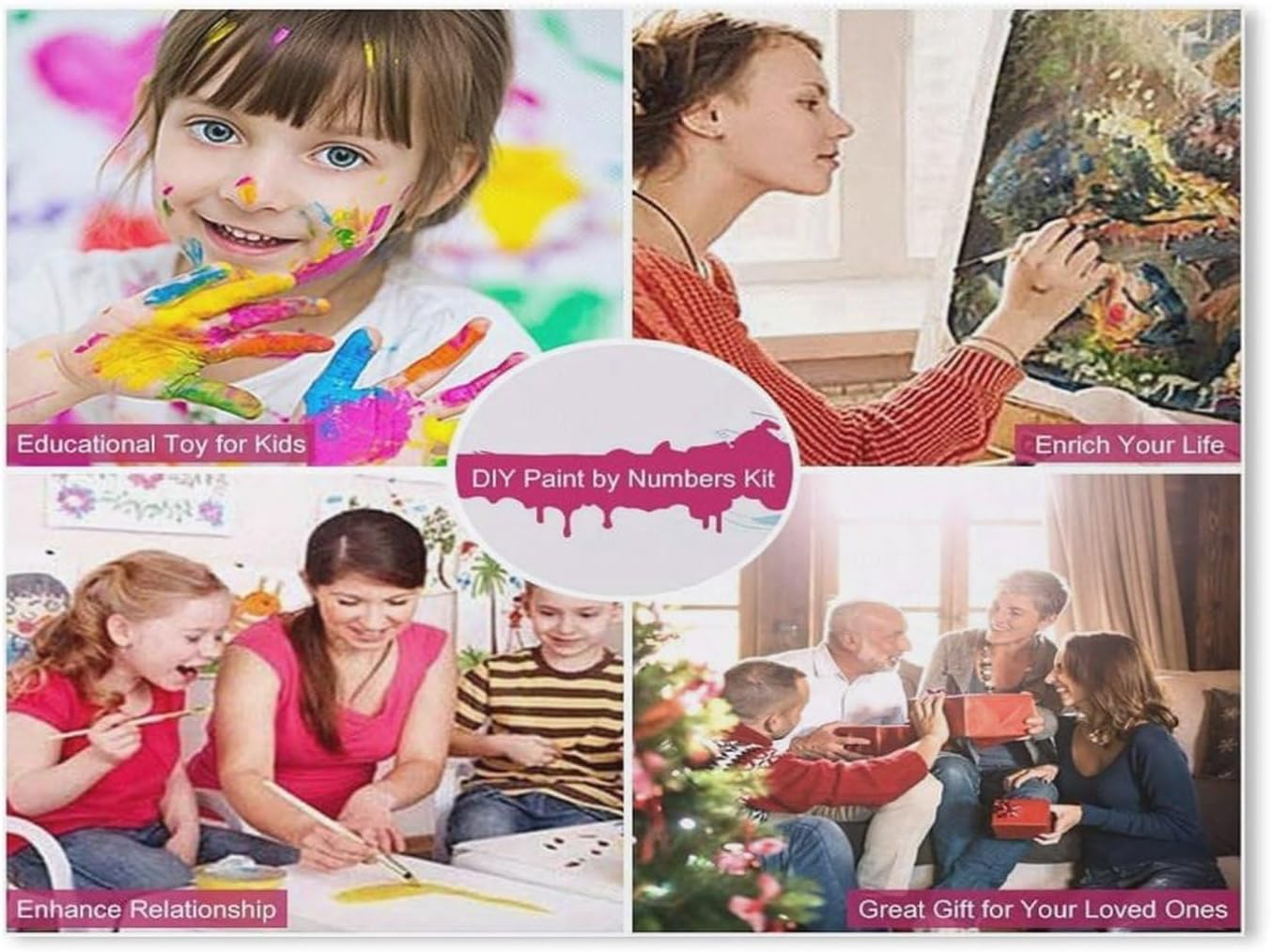 BEAYODKP Paint by Numbers Kits, Colourful Townhouses in Front of the Cathedral of Cobh, County Cork, Ireland, DIY Acrylic Painting by Numbers for Children & Adults & Beginners (50 x 60 cm) 19.6 x 23.6