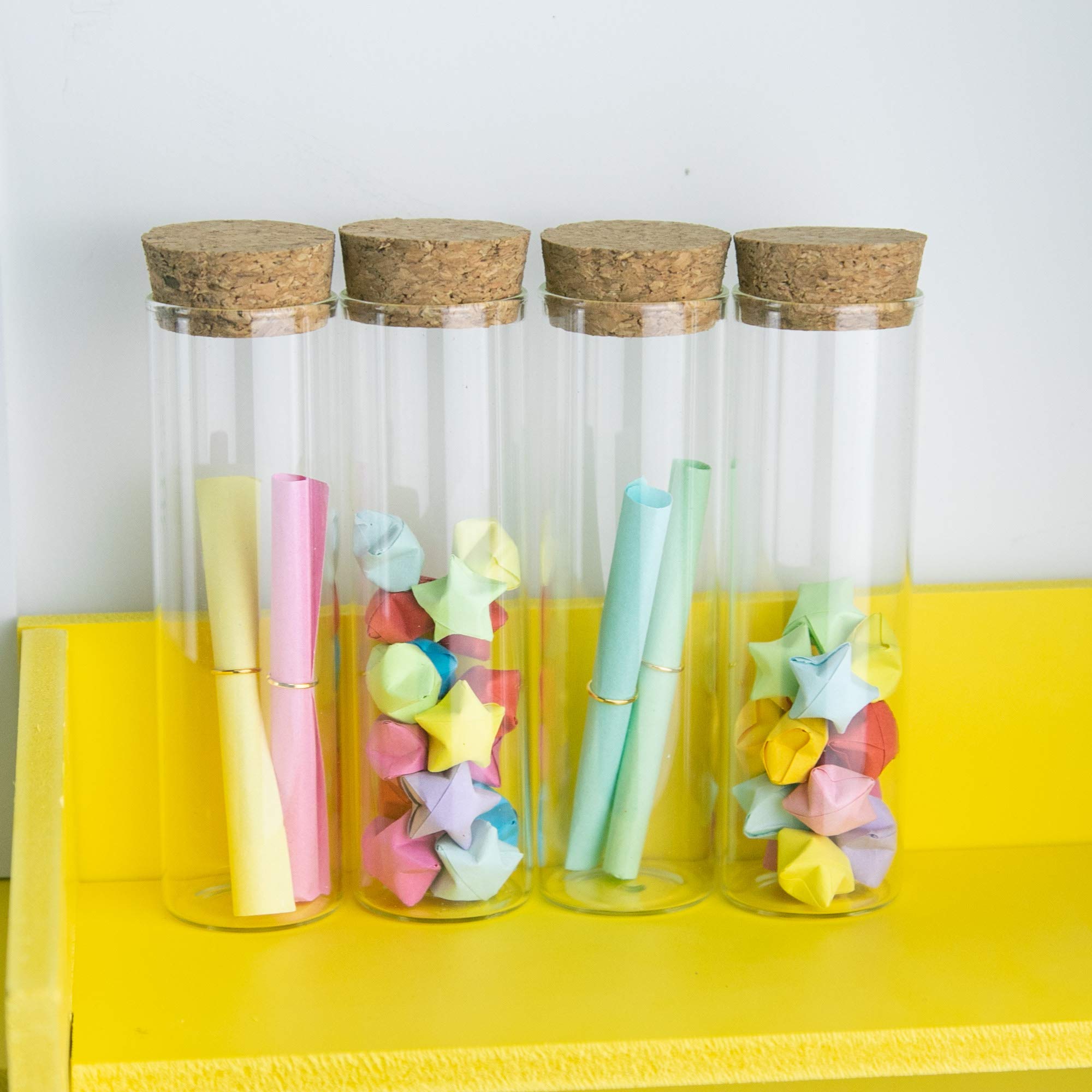 Flaschen, aus Glas, Reagenzglas, transparent, mit Korken, Fassungsvermögen von 15 ml bis 110 ml, Außendurchmesser 30 mm, 12 oder 50 Stück, Holz Glas, durchsichtig, 50ml