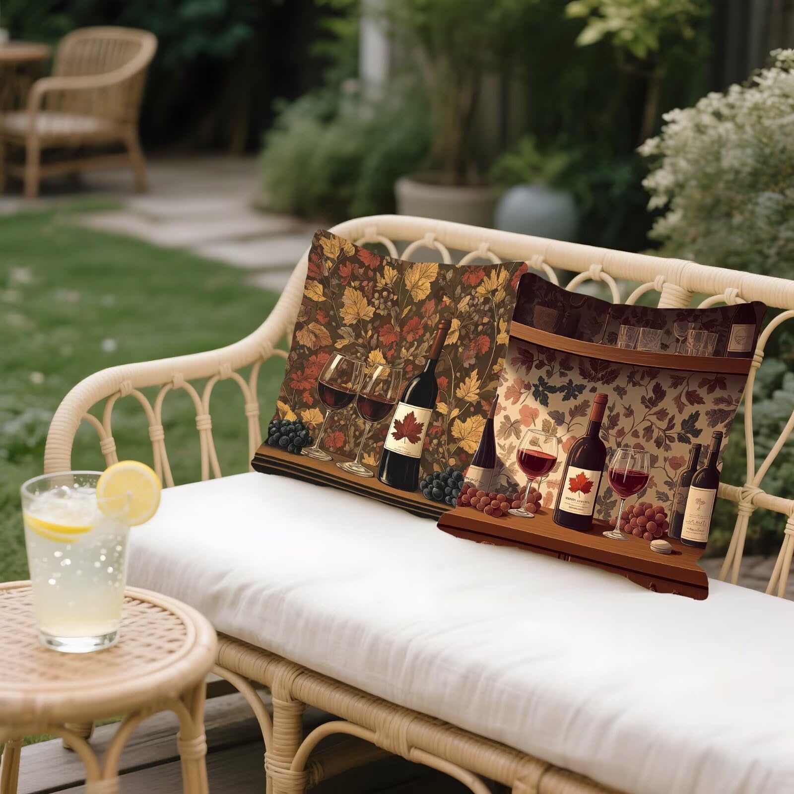 Cojines Sofa Fundas Cojines 60x60cm SúPer Suave Cojin Retro Vino Juego de 4, Fundas Almohada Impermeable Exterior, Interior Y Exterior Cojin Decorativos, JardíN Sillaterraza Regalos NavideñOs P-155