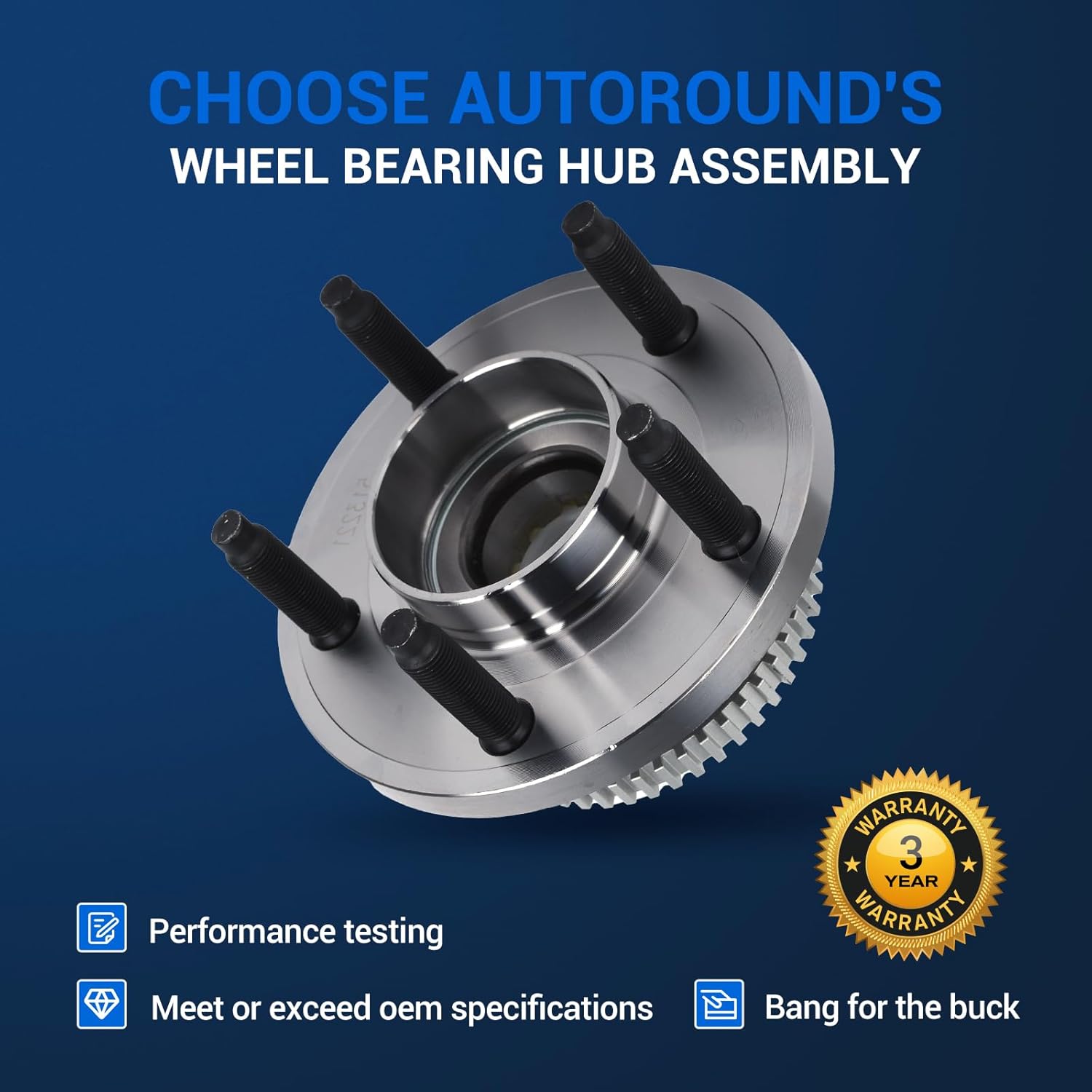 Autoround Pair 513221 Wheel Hub And Bearing Assembly Compatible with 2005-2014 Ford Mustang, 2005-2007 Avanti Avanti w/ABS