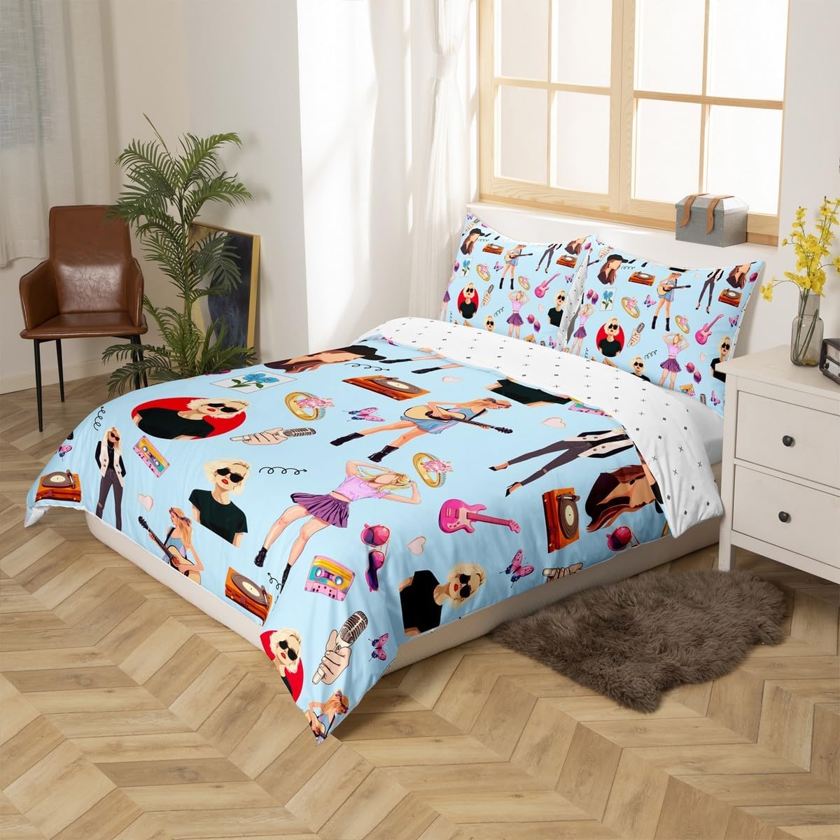 jejeloiu Music Bedding Set Twin Size for Women image 2