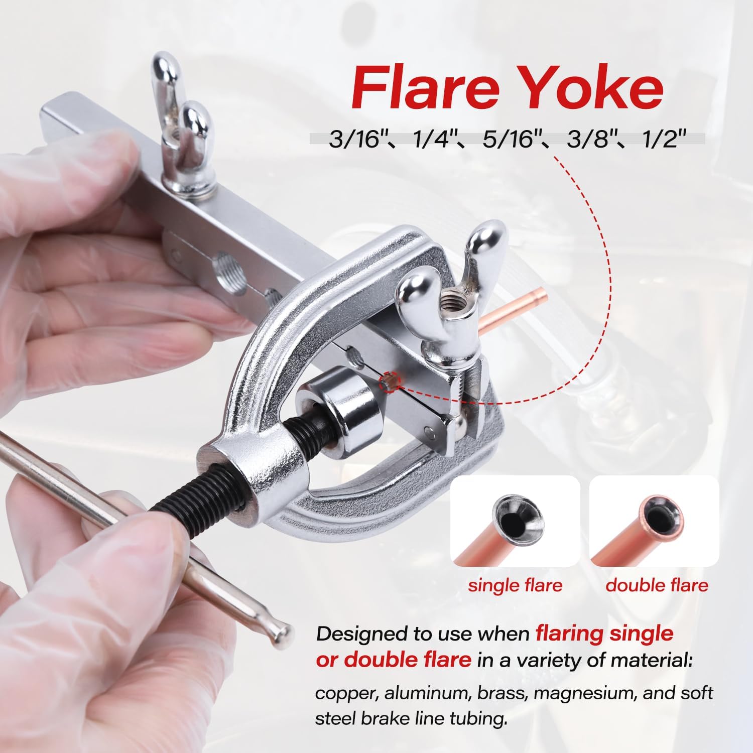 25 ft 3/16'' Copper Coated Brake Line Kit (Includes 16 Fittings and 4 Unions Brake Line Fittings) + Double & Single Flaring Tool Kit for Automotive, Fuel,Hydraulic Systems