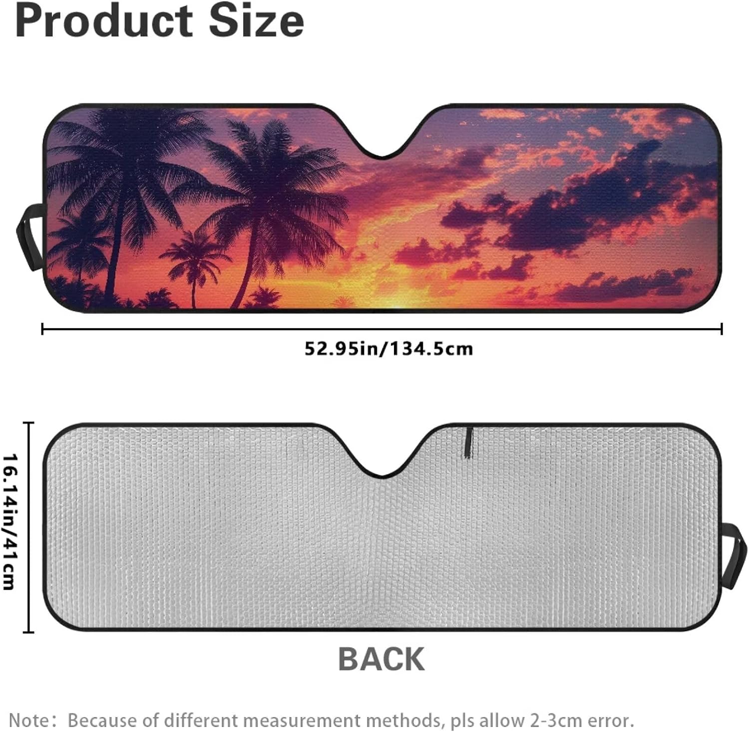 Palm Tree Windshield Sun Shade for Jeep Wrangler JL JLU & Gladiator, Front Window Sun Visor Blocks UV Rays Foldable Sunshade