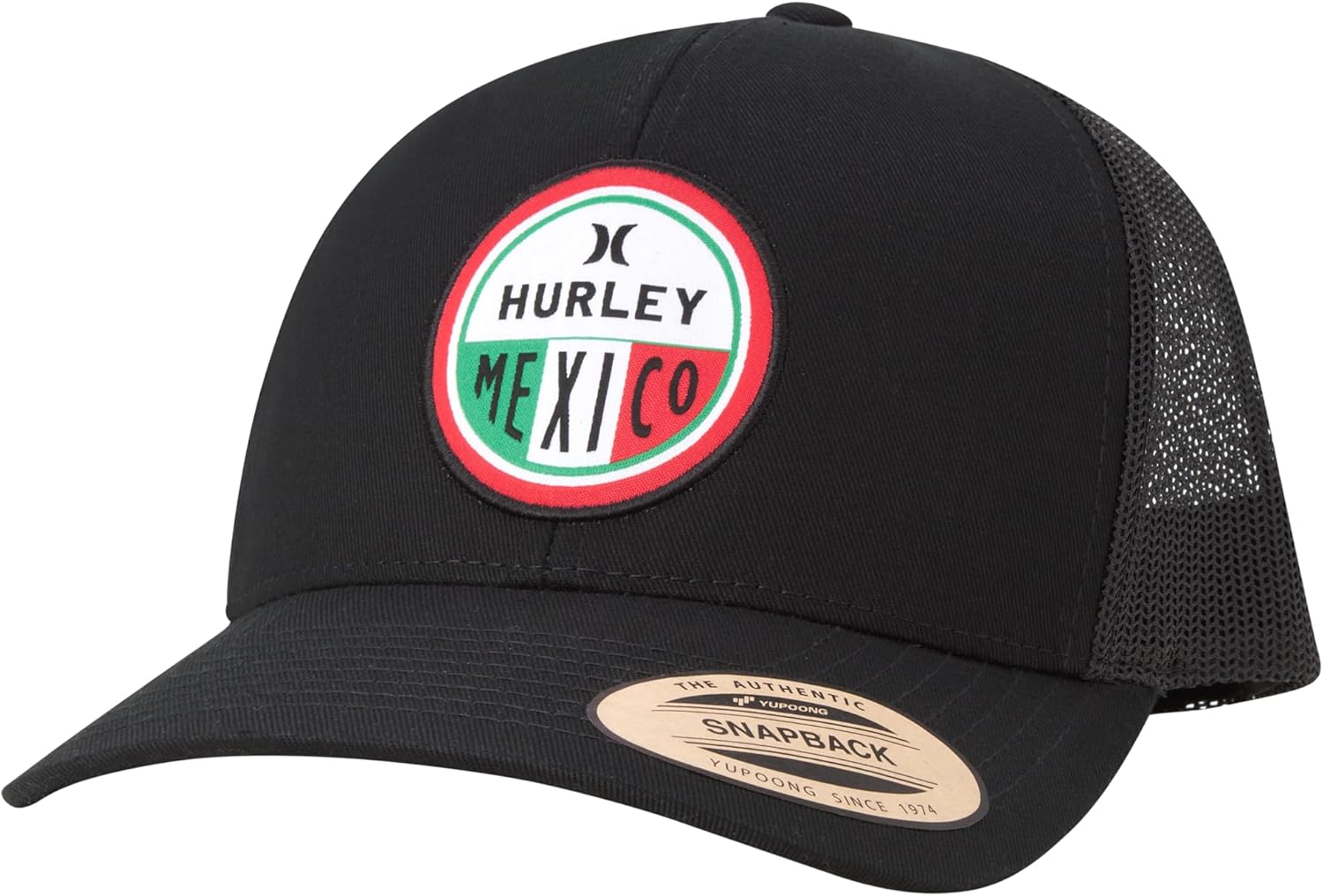 Hurley Men’s Trucker Hat - Flat Brim Mesh Baseball Cap and Hats for Men with Adjustable Snapback Closure