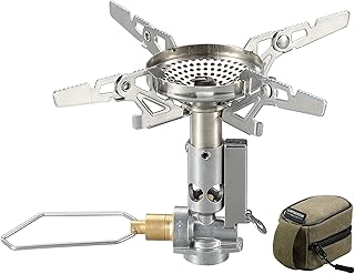 CAMPINGMOON Canister Top Stove Portable Compact Foldable w/Micro Regulator w/4Flex w/igniter XD-2F (Silver)