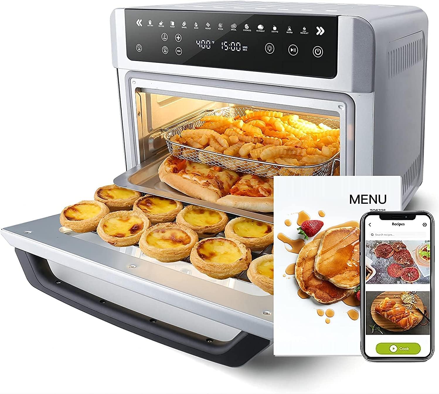 Gevi Air Fryer Toaster Oven Combo, Large Digital LED Screen Convection Oven with