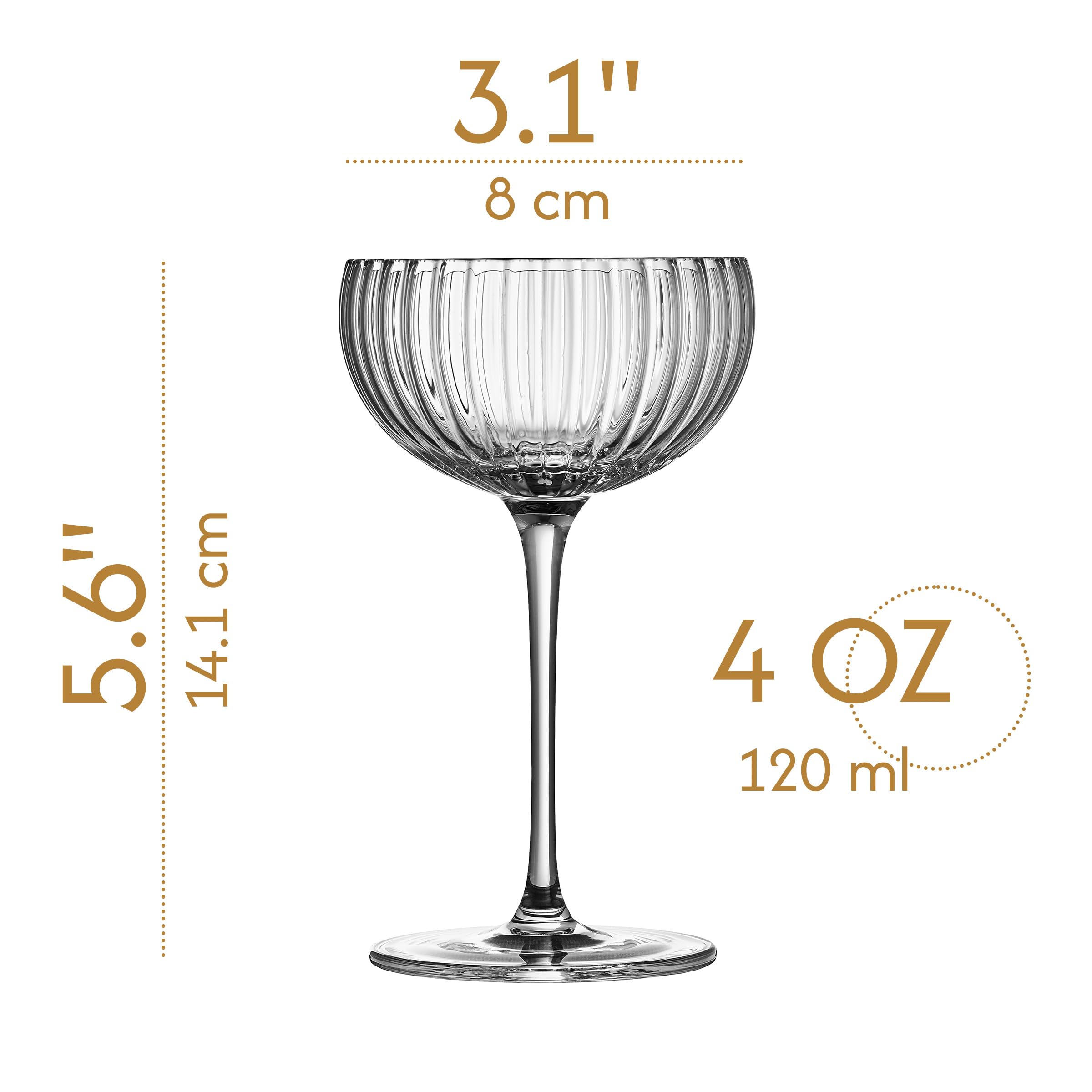 Piccoli bicchieri da cocktail Venus Nick e Nora da 113,4 g | Set di 4 | Mini bicchieri in cristallo per bere espresso Martini, Daiquiri, Gimlet, Sidecar e bevande classiche | Elegante conchiglia in