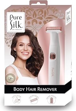 Pure Silk Body Hair Shaver for Women, Face & Body Hair Remover for Women, Dual Sided Blades, Bikini Shaver, Nicks, Burn & Irritation Free, Battery Powered, Requires 2 AAA Battery Not Included