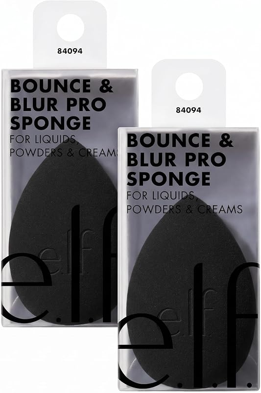 Esponja de Maquiagem Bounce & Blur Pro e.l.f., para Fórmulas Cremosas, Líquidas e em Pó, Pacote com 2