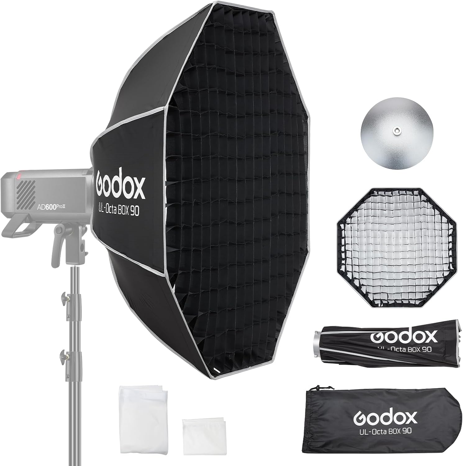 Godox 35'' Octagon Softbox, Octagonal Softbox 90cm Bowens Mount Easy to Set Up Octabox with Grid Light Diffusers Carry Case for Bowens Mount Lights for SMALLRIG for Neewer for Aputure for Godox