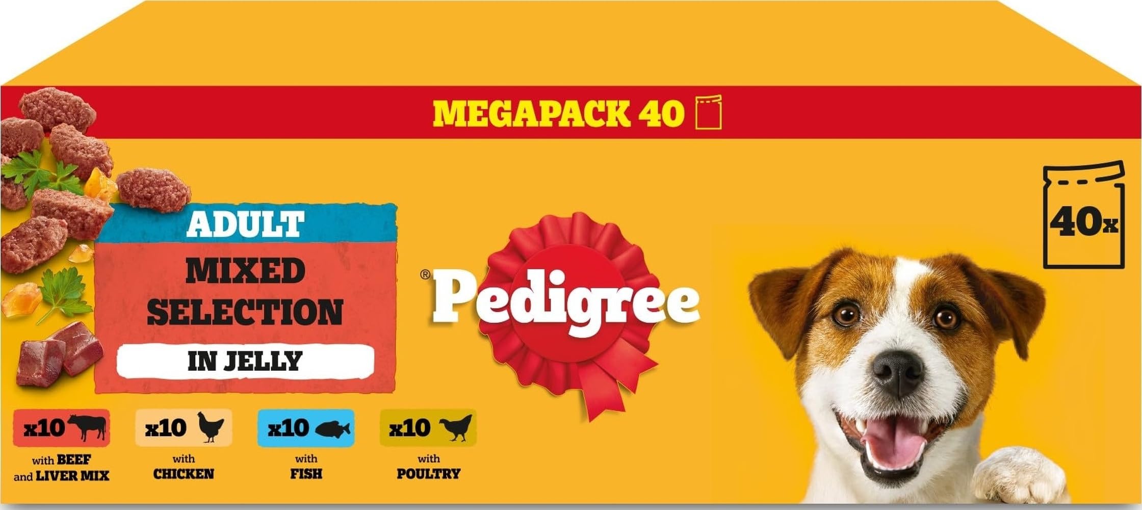 Pedigree Adult Wet Dog Food Mixed Selection Jelly 40 X 100G Mega Pack Pouch