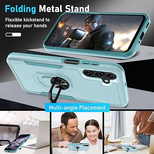 Miniatura 30 de Janmitta Funda compatible con Samsung Galaxy A14 5G con protector de pantalla + protector de lente de cámara, funda resistente de cuerpo completo