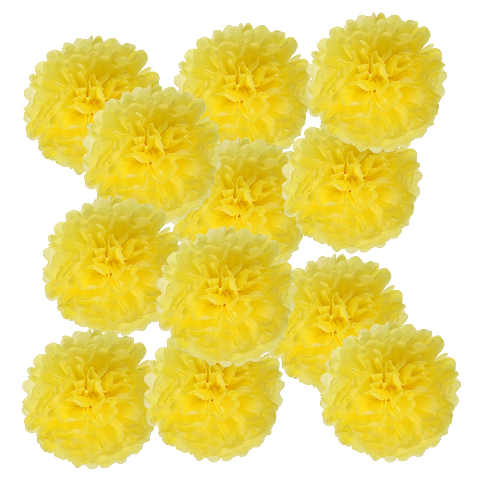 Pompons en papier de soie jaune pour fond de mariage, bapteme et anniversaire romantique