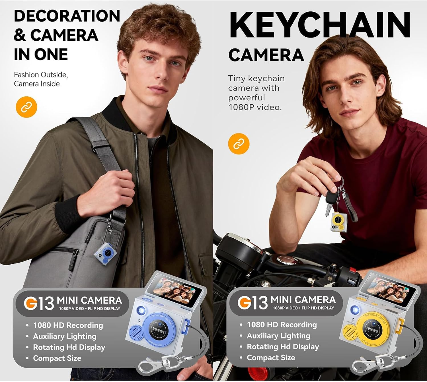 Compact Action Camera 1080P Wearable for Sports Video Recorder for Students