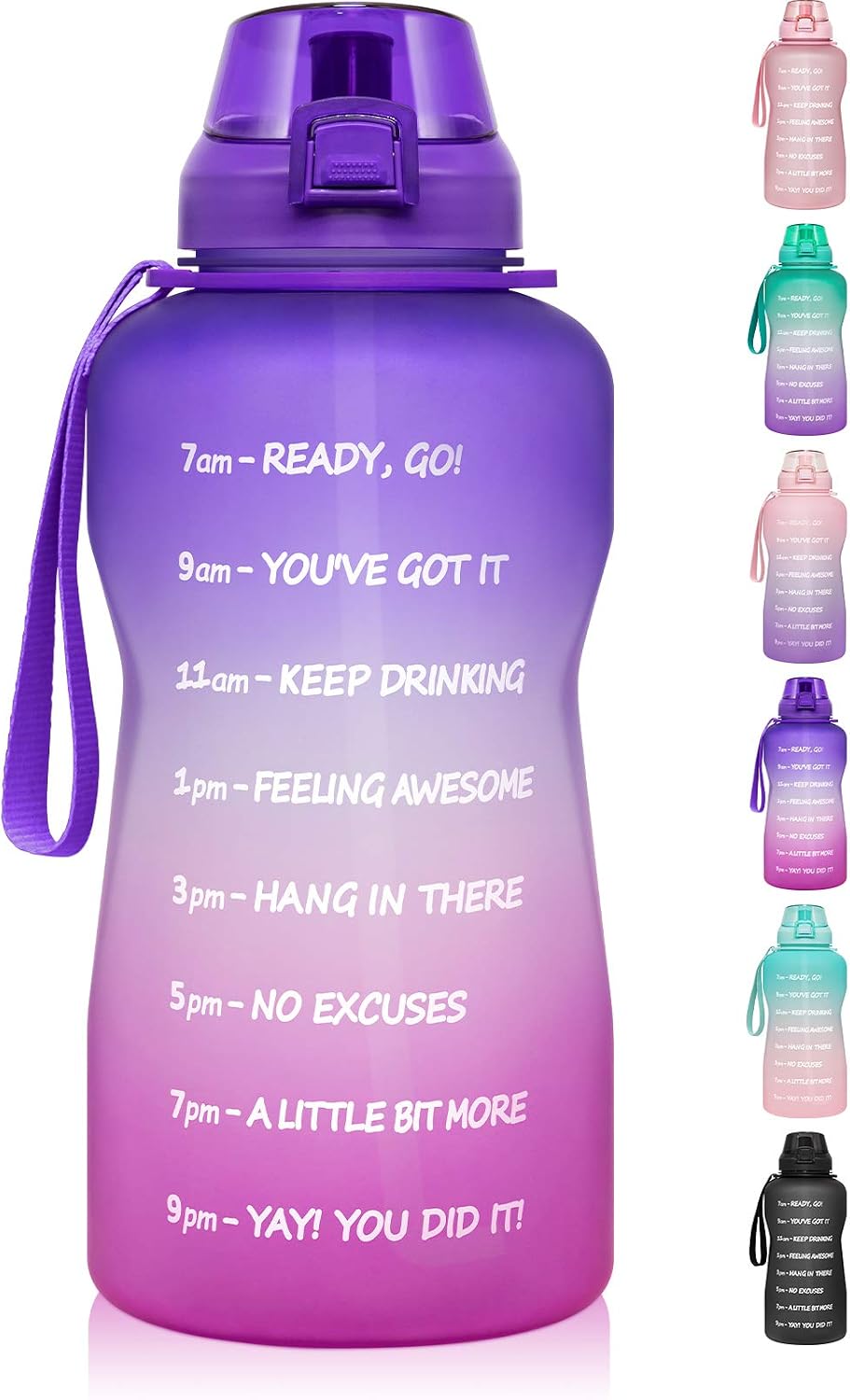 128 oz/1 Gallon Water Bottle with Straw & Time Marker-BPA Free Big Motivational Sports Water Bottle Leakproof Large Tritan Frosted Plastic Gym Huge Water Jug for Women Men to Drink Enough Water Daily