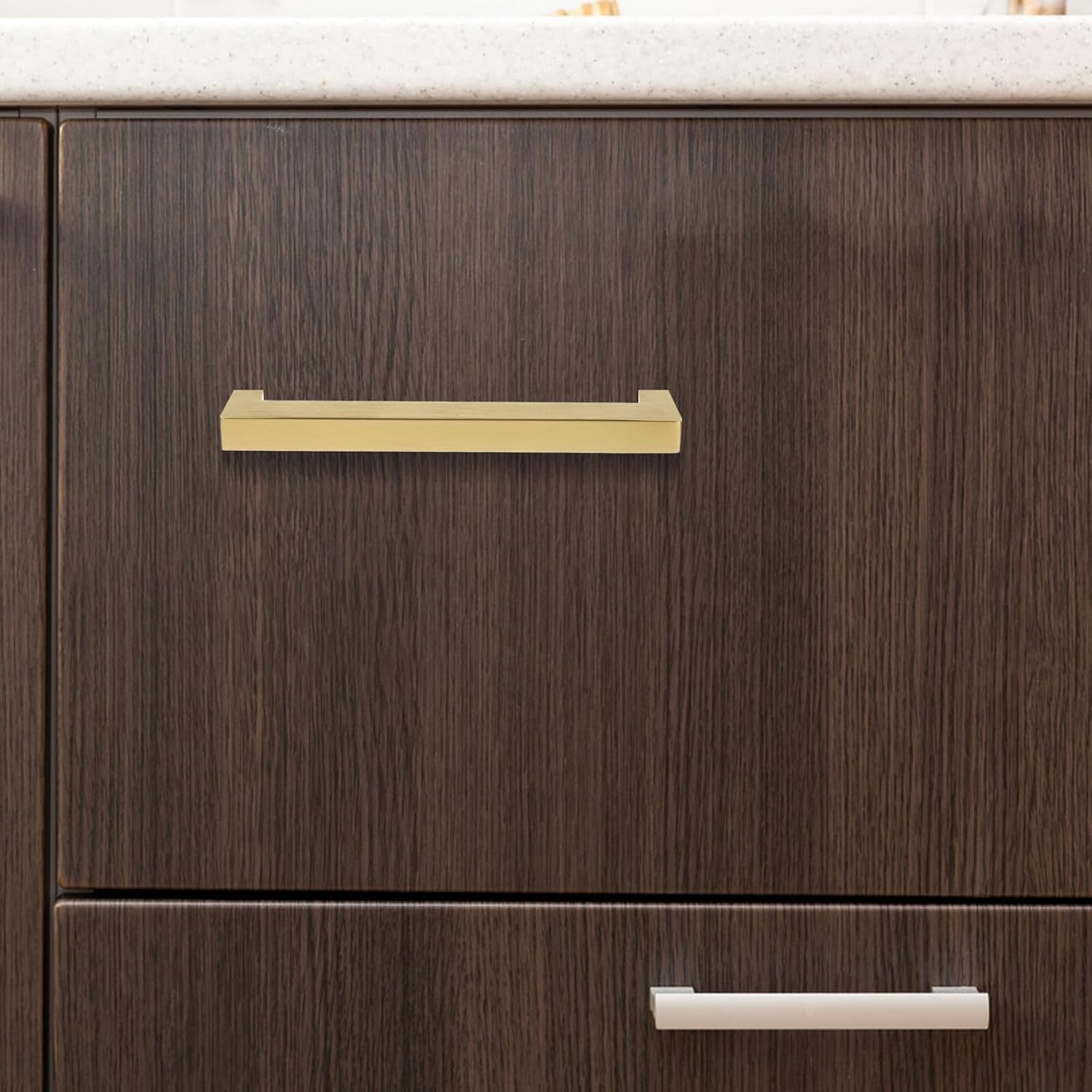 12pcs Stainless Steel Cabinet Pulls 140mm Length 128mm Hole Spacing Brushed Gold Drawer Handles with Screws for Wardrobe Kitchen Furniture