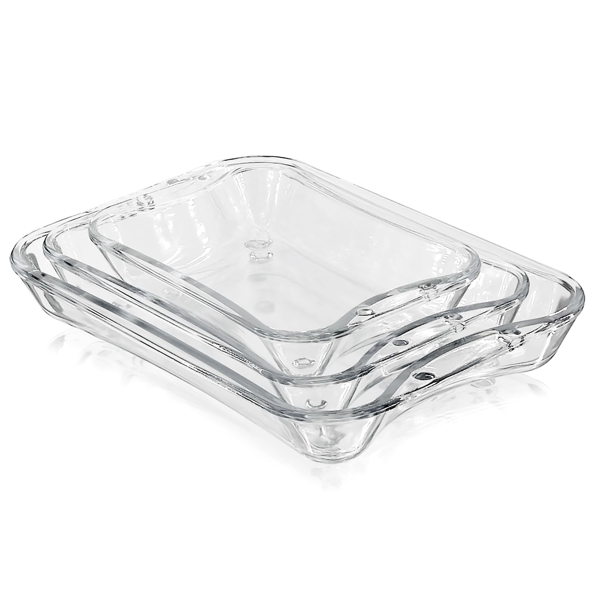 Platos rectangulares de vidrio para horno resistentes fuentes de asado juego de 3 PRIMA