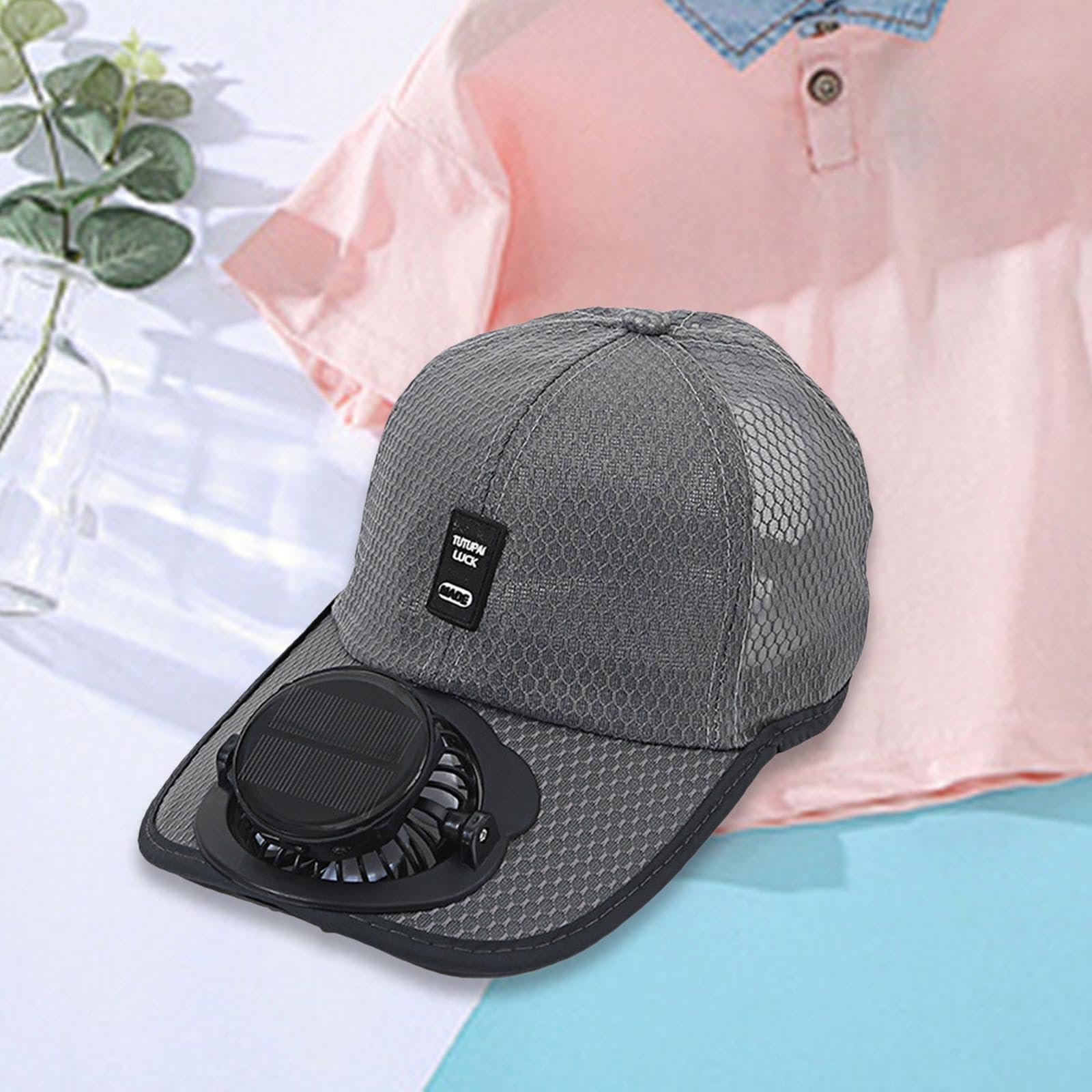 F Fityle Solar-Baseballkappe mit Ventilator, Ventilator Kühler Kappe, Cap mit Lüfter, Solar-Fan-Hut, Baseballmütze Fanmütze, UV-Schutz-Strandhut mit Kühlventilator für Camping Radfahren Laufen