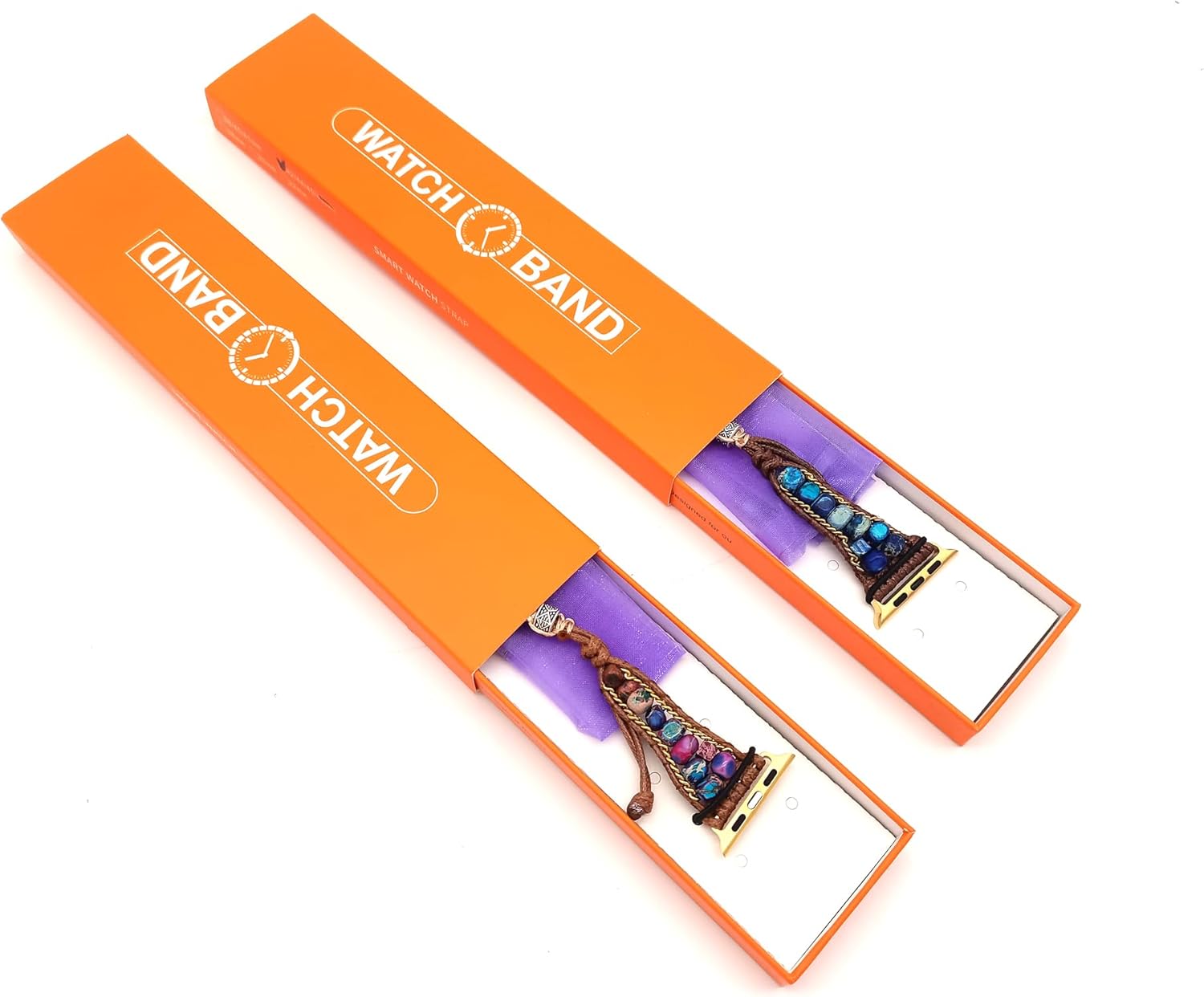 Women Handmade Boho Beaded Watch Band Compatible with Apple Watch Bands Dressy Bracelets Adjustable Braided Stone Watch Strap for Iwatch Series9 8 7 6 5 4 3 2 1 SE Ultra(Blue-42/44/45mm) - Image 7