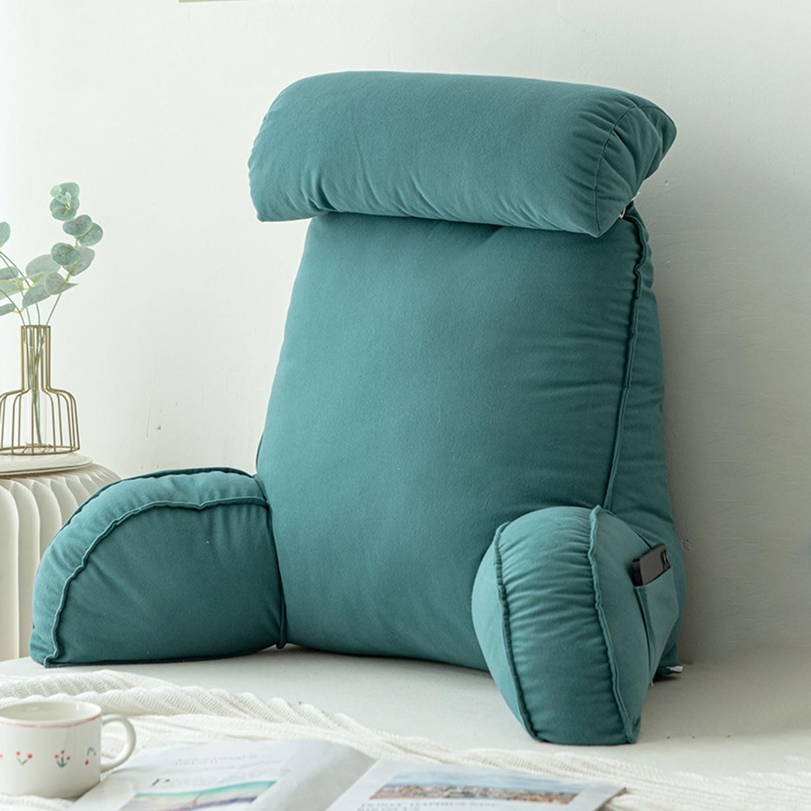 YKMYXZ support pillow， Relax Pillow,Backrest Multifunctional Sofa And Bedside Cushion WithRest(Emerald Green)