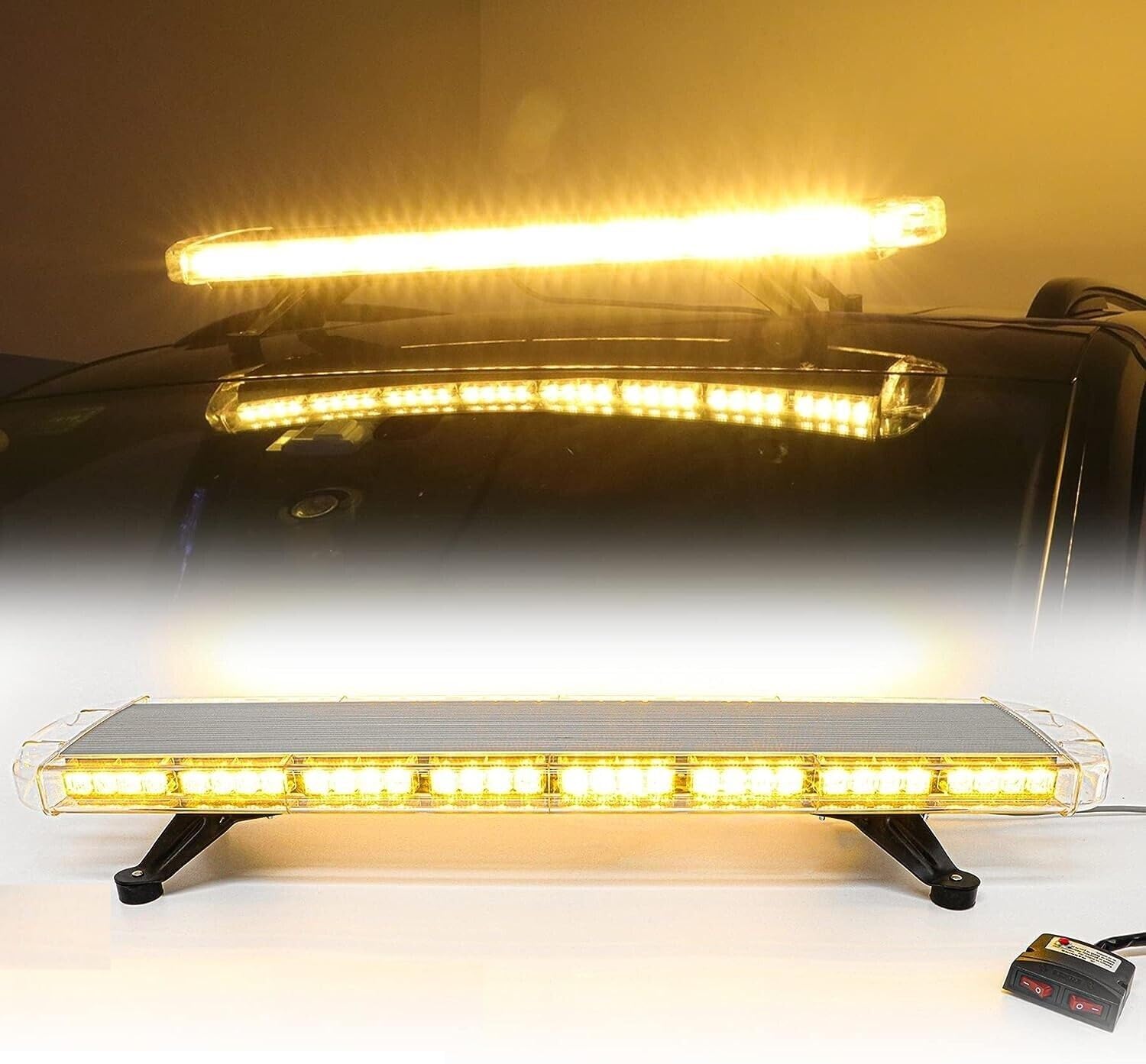 72 LED Barra Luminosa Stroboscopica di Emergenza Luce di Аvvertimento Per Tetto Auto 15 Modalità di Lampeggiamento Impermeabile con Accendisigari da 4,3 m 12V 24V