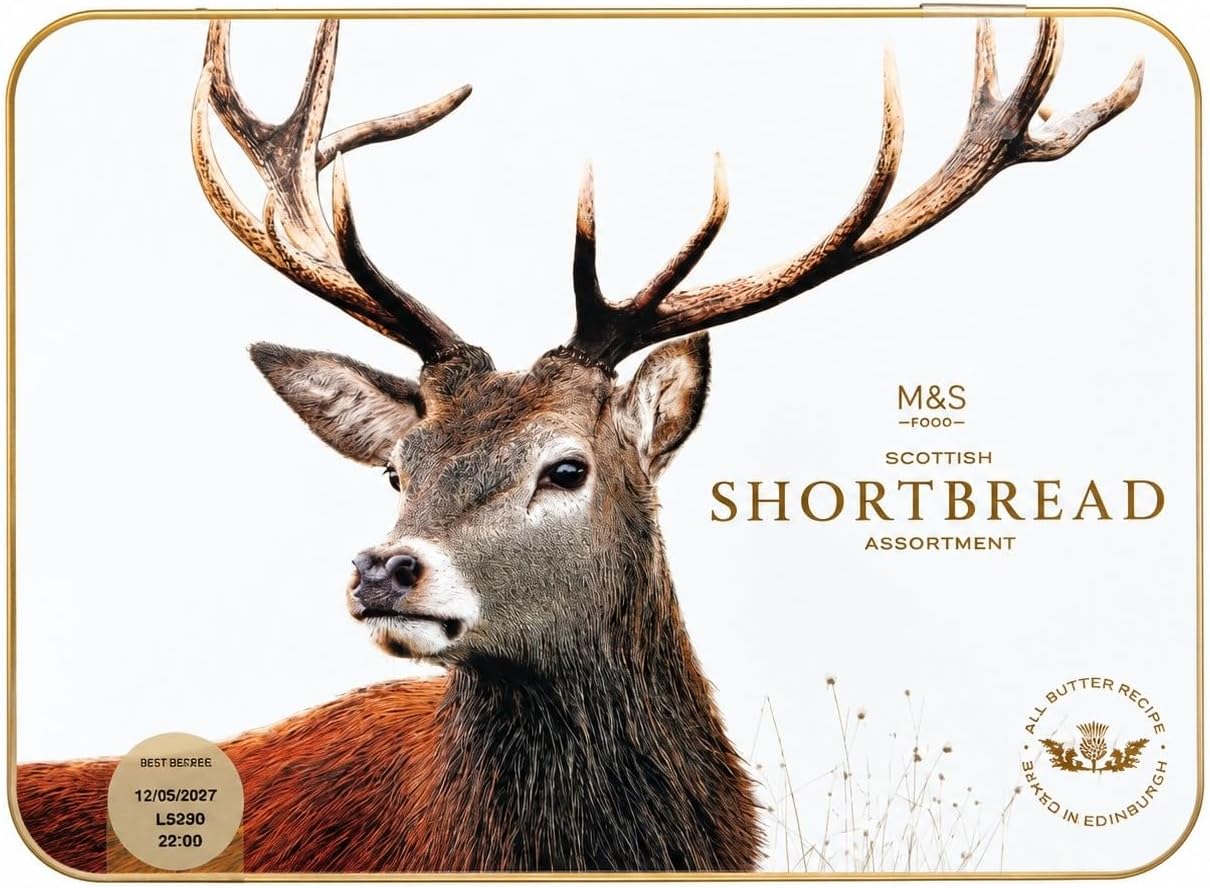 M&S All Butter Scottish Shortbread Assortment - Random Tin - 650g - in Premier Life Packaging