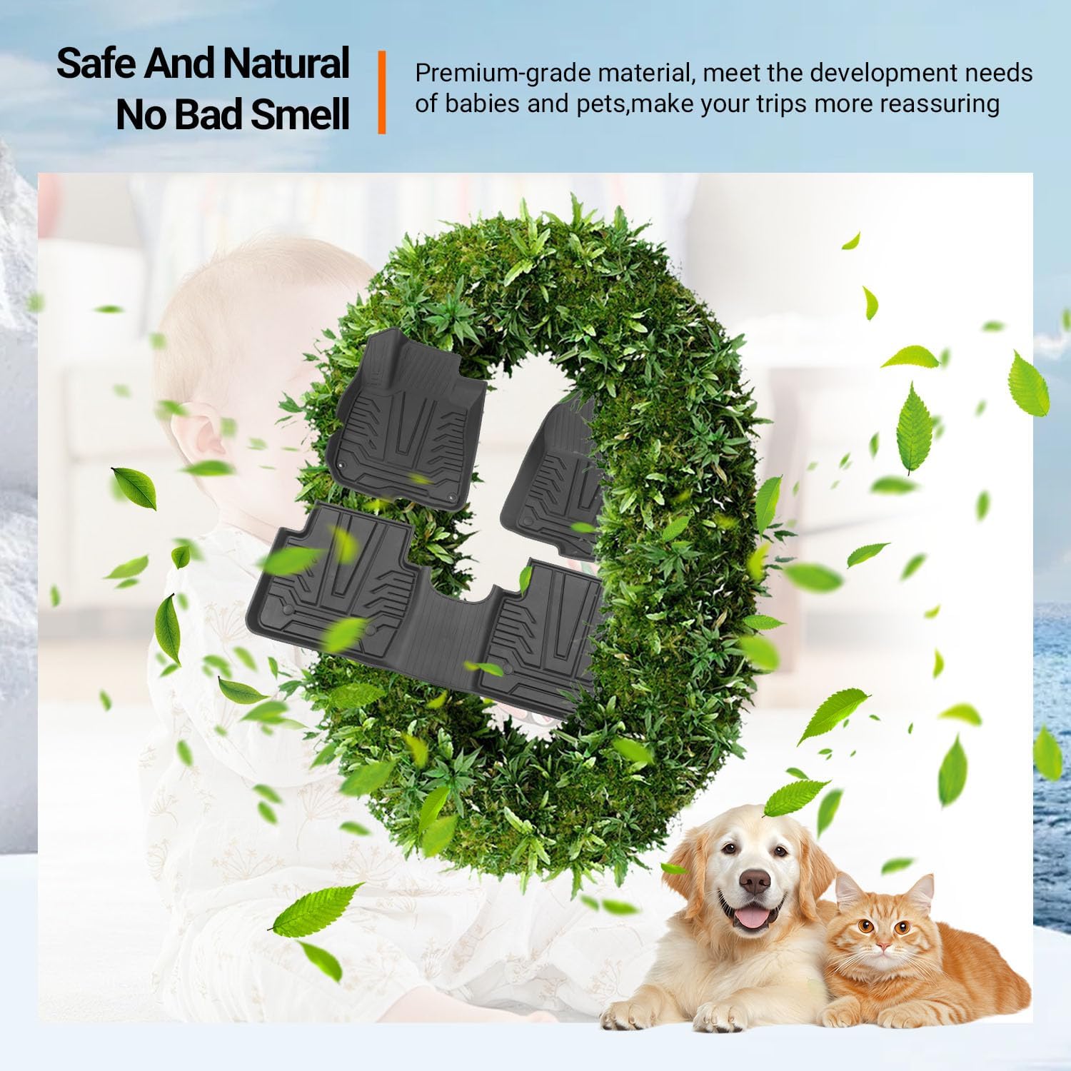 powoq Hybrid Floor Mat Compatible with 2017-2022 Honda CRV Cargo Mat Backrest Liner Trunk Mat Replacement for 2017-2022 Honda CRV Accessories (Fit 17-22 Hybrid Model, Trunk+Backrest+Floor Mat)