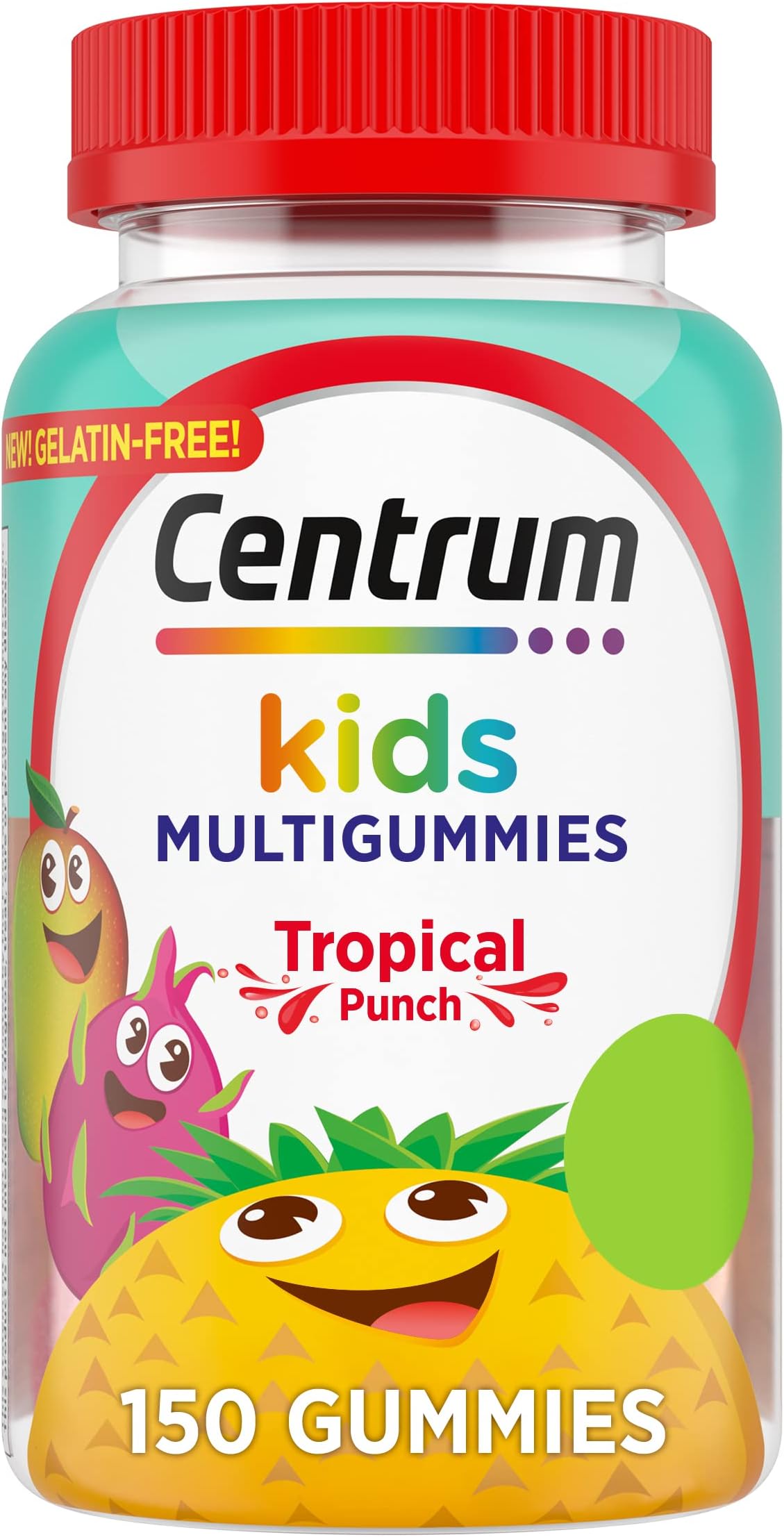 Kids Multivitamin Gummies, Tropical Punch Flavor Made With Natural Flavors, Stocking Stuffer, 150 Count, 150 Day Supply