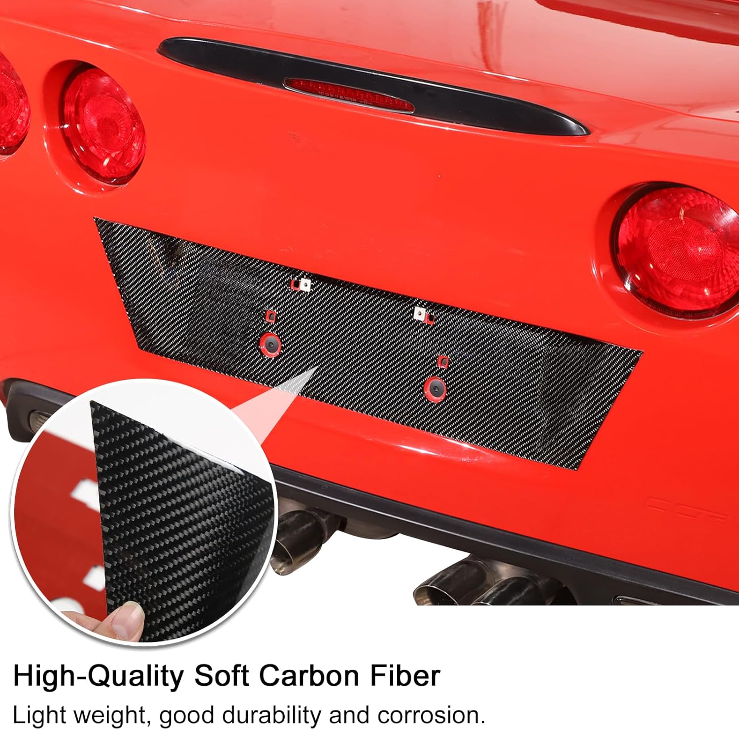 PIUGILH Carbon Fiber Rear License Plate Frames, Car License Trim Sticker for Corvette C6 2005-2013 Exterior Car Accessories-Black