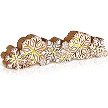 Winter Snowflake Wooden Tabletop Decoration Winter Sign LED Snowflake Centerpiece Wood Plaque Free Standing Wood Sign for Xmas Table Party 13.8 x 3.5 Inch