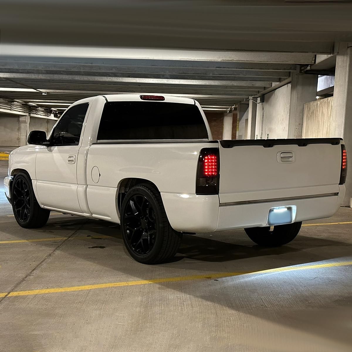 SPEC-D TUNING Glossy Black Housing Smoke Lens LED Tail Lights Compatible with 2003-2006 Chevy Silverado 1500/1500HD/2500/2500HD, 2004-2007 Chevy Silverado 3500, Left + Right Pair Assembly