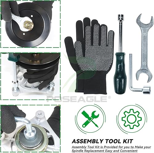 Miniatura 9 de Kit de montaje de husillo 587819701 previamente engrasado con polea de husillo 532199789 que reemplaza a Craftsman 587819701, 187292, 187281,