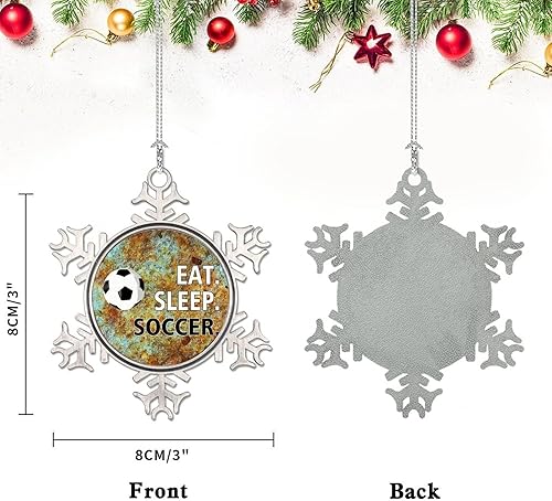 Miniatura 3 de Adornos de metal de copo de nieve para fanáticos de los deportes come dormir fútbol talla única come dormir fútbol adorno de Navidad recuerdo de