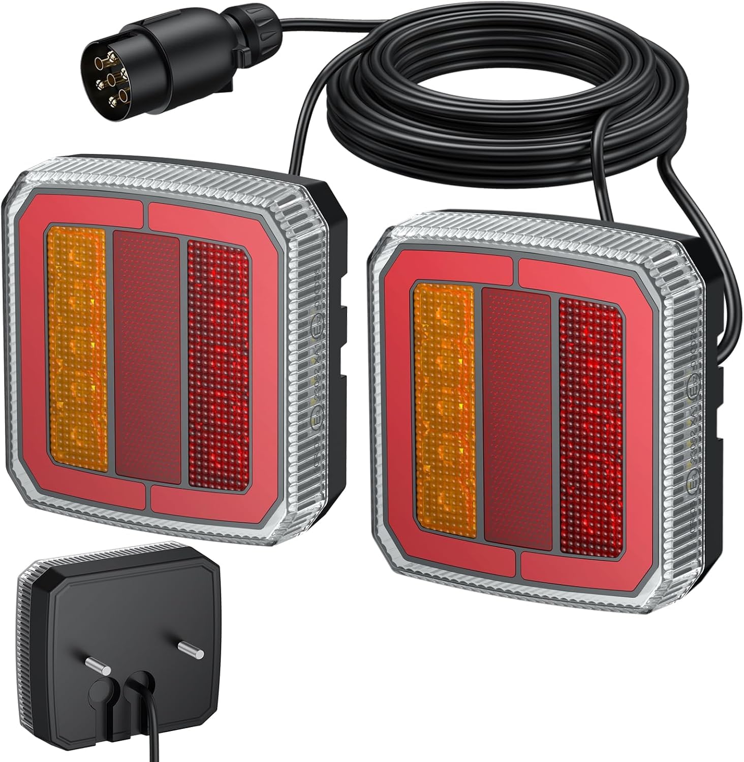 AUTOUTLET Feu arrière de remorque à 7 broches Montage à Vis Lampe Pour Remorque e-Mark E9 E57 40 Ampoules Led Ip65 Éclairage Multifonctionnel Étanche Convient à Divers Véhicules Et Remorques